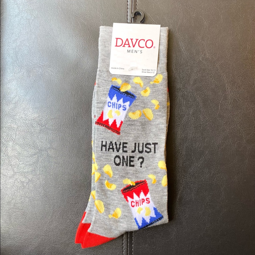 Potatoes Chips Pattern Gray Casual Socks by Davco
